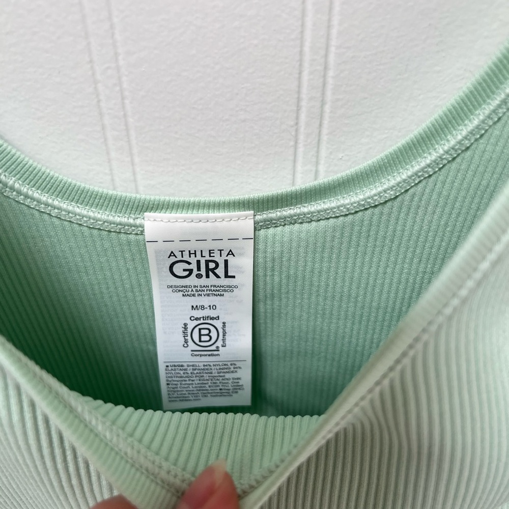 Athleta Rise Above Rib Mint Green Crop Tank Top - Picture 4 of 8